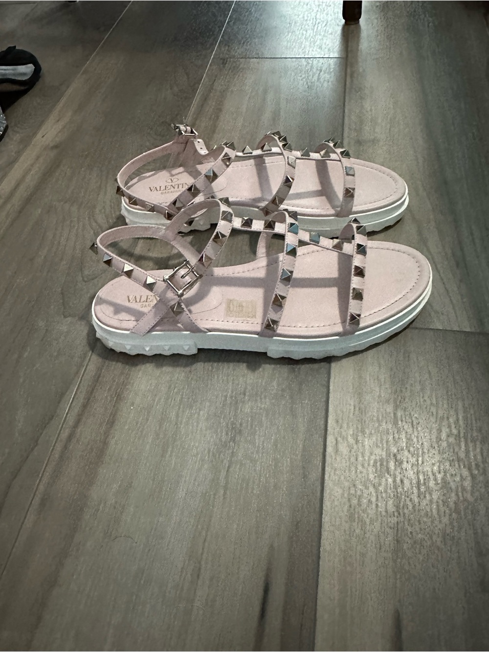 Valentino Garavani Blush Pink Rockstud Strappy Sandals - Picture 2 of 6